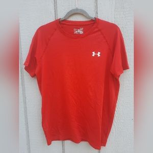 Under Armour Loose Heat Gear Red Short Sleeve Shirt Size Small